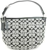 COACH HANDBAG - SOHO Medium Signature Hobo in Black / White # 13115