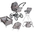 Mamas & Papas Graziella Polka Dot Complete Doll Care Play Set Pram Buggy Crib