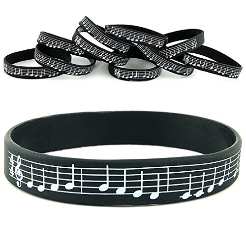 MUSIC SILICONE BRACELETS, BULK 10-PACK - Beethoven's 9th Symphony Music Silicone Rubber Bracelet Wristbands - Music Gifts Party Favors Supplies Choir Orchestra Musician Music Gifts