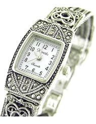 New EXCLUSIVE Marcasite Ladies Heart Bracelet Watch