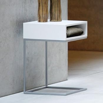 Dina - Table d'appoint blanc/frame powder coated silver