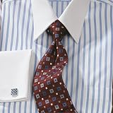 Raised Satin Stripe White Collar Dress Shirt