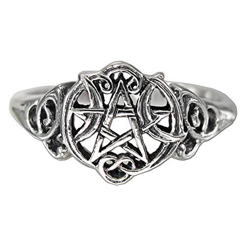 Sterling Silver Heart Pentacle Wiccan Pentagram ring jewelry (sz 4-15)