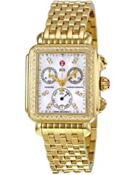 MICHELE Womens MWW06P000100 Deco Analog Display Swiss Quartz Gold Watch