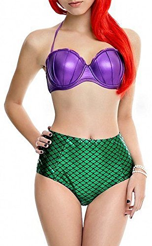 Dasbayla Women 2 Piece Swimsuit Glitter Mermaid Plus Size Holographic Bikini Set
