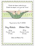 3D 2 Peas In A Pod Mixed Twins Birth Announcements - Set of 20