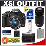 Canon Digital Rebel XSI 12MP Digital SLR Camera (Black) + Canon 18-55mm IS Lens + Canon 75-300mm III Lens + 8GB Cameta Accessory Kit