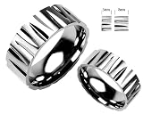 Tribal - Titanium Ring with Unique Faceted Design Sizes 5 to 14 - Width 6-8 mm