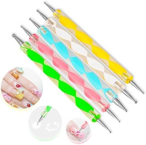 Sunwon® 5pcs 2-ways Acrylic Uv Gel Nail Art Design Tips Dotting Painting Brush Pen Set for Natural False Acrylic and Gel Nails from Dotting