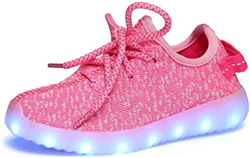 Decollra Kids Led Light Up Shoes for Toddlers Little Big Boys Girls flashing Lace-up Sneakers 8.5 Pink