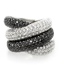 Black and White Diamond & 18k White Gold Right Hand Ring