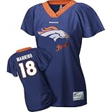 Women NFL Gear - Peyton Manning #18 Denver Broncos 2012 NFL Jersey Women's Field Flirt Fashion EQT Blue Football Jerseys Size X-Large (Logos, Name, Number are sewn)