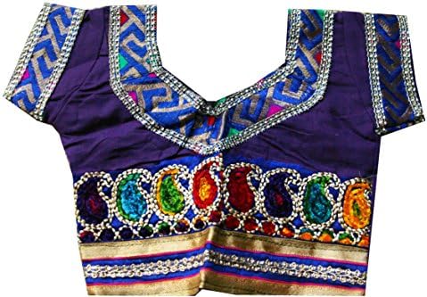 SamudrikaDesigner Embroidered Garba Lehenga Chaniya Choli Cotton Blue Size 2 Years (Blue)