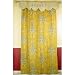 French Mustard Yellow Gray Toile Alphabet Figural Blind or Curtain with Embroidered Scalloped Valance