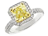 Natural Fancy Yellow Diamond Engagament Ring 3.05 Carat (ctw) in Platinum with 18K Yellow Gold Accents