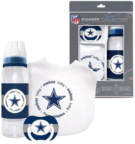 Dallas Cowboys Baby Three Piece Gift Set Feeding Bib Bottle Pacifier