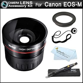 Fisheye Lens Kit The New Canon EOS-M 18 MP Compact Systems Camera (That Use EF-M 22mm f/2 STM and EF-M 18-55mm STM lens) Includes 43mm-52mm Ring Adapter + High Definition 0.21x Super Wide Angle Fisheye Lens + LensPen Cleaning Kit + Lens Cap Keeper + More