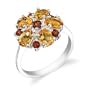 Sterling Silver 2.50 cts Oval Citrine Round Garnet Ring Size 9
