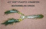4.5 Soft Plastic Crawfish - (10 Pack) Watermelon Green with various tail colors