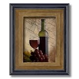Red Grapes Wine Glass And Bottle Kitchen Tuscan Contemporary Home Decor Wall Picture Black Framed Art Print