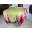 Grapes Tavel Jacquard Anise and Pink French Tablecloth 65 by 100 inches