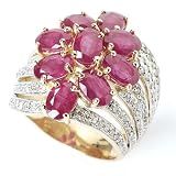 14K Gold Ruby & Diamond Cluster Ring