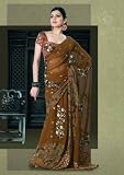Review Indian Selections  / Chocolate Brown Brasso Sequined Embroidered Georgette Sari