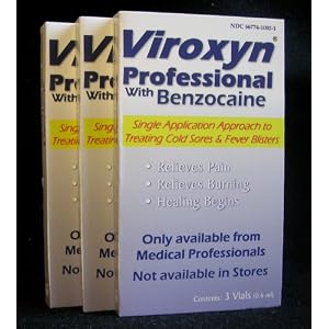 NEW Viroxyn Professional with Benzocaine Cold Sore and Fever Blister Treatment: Three 3-packs (9 Applications) by Viroxyn