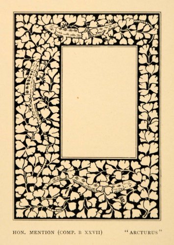 1903 Print Iguana Leaves Art Nouveau Frame Arcturus - Original Halftone Print