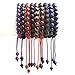 Jovivi 8MM Amethyst Birthstone Gemstones Healing Power Crystal Macrame Adjustable Beaded Bracelet, Unisex