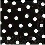 Amscan Black Beverage Napkins With White Polka Dots (16)