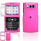 Samsung i325 Cell Phone Hot Pink Rubber Feel Protective Case Faceplate Cover With Lens