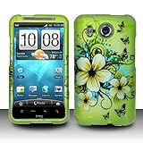 HTC Inspire 4G Rubber Touch Light Apple Green Butterfly Flower Premium Desi ....