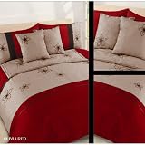 Matching Bedrooms King Size Bed in a Bag Olivia Red includes Duvet Cover, Bed Runner, Cushion Cover and Pillowcases