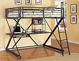 Full Size Loft Bunk Bed in Textured Black Finish - Z-Bedroom Collection