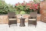 Oxford Brown Outdoor Rattan Bistro 2 Seat Table Set