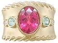 18KT Rubellite, Paraiba & Diamond Ring