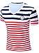 Neleus Men's Striped Cotton V-Neck T-Shirt
