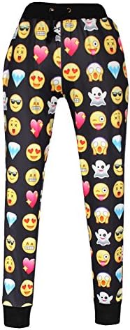 TOSHOO Unisex 3D Emoji Sweatpants Joggers Sportswear Pants (S, Black)
