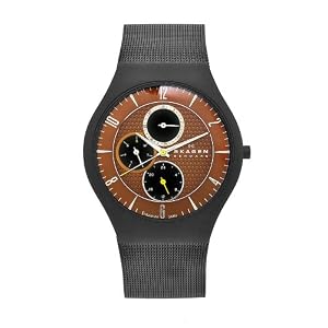 Skagen Men's 233XLTMD Denmark Silvertone Mesh Brown Dial Watch