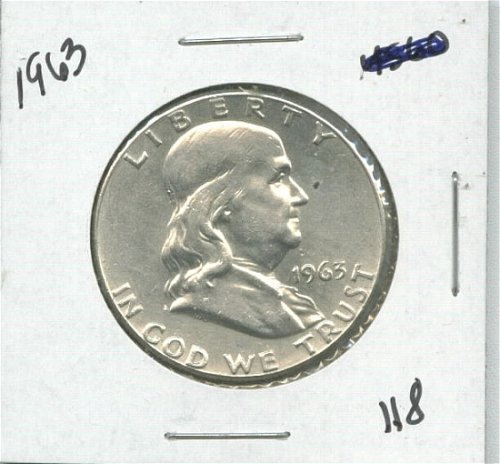 1963 - Franklin Half Dollar in a 2x2 Holder-image