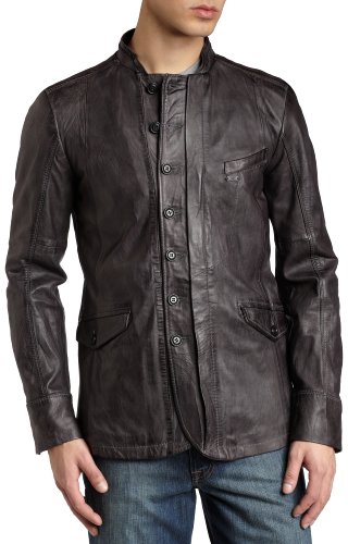 Diesel Men’s Letrid Leather Jacket,Black,Medium