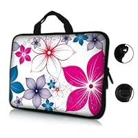 Flower Leaves Design 17-Inch,17.3-Inch Laptop Sleeve with Hidden Handle and D Ring Hook Eyelets for Shoulder Strap Bag Carrying Case