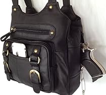 Hot Sale Concealed Carry Purse - Genuine Leather Locking CCW Gun Bag - Left and Right-hand Draw - black