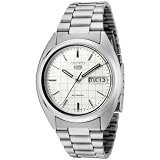 Seiko Mens SNXF05 Seiko 5 Automatic White Dial Stainless Steel Watch