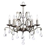 5 Light Turret Chandelier in Antique Grey with Custom Crystals