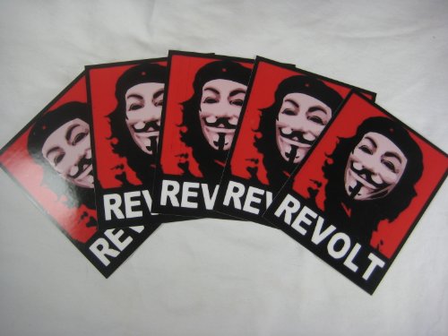 Huge save onmasks guy fawkes 5 Anonymous REVOLT Che Guevara Vinyl decals stickers x 5 Guy Fawkes Anon mask