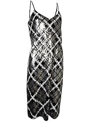 Spaghetti Strap Cocktail Knee Length Sequined Sheath Plaid Print Rayon  Dress