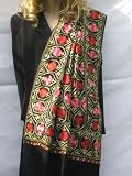 SCARF/ STOLE- CASHMERE PASHMINA WRAP WITH ALL OVER CREWEL EMBROIDERY