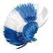 Adults Mohican punk novelty wig in blue and white. Ideal for fancy dress parties and football events